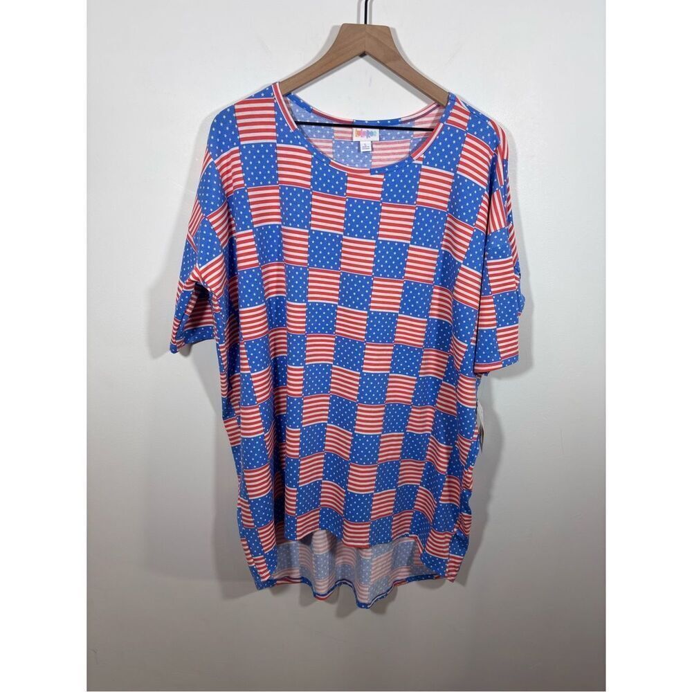 LulaRoe NEW Irma Tunic American Flag Top Size Large Patriotic 4th of July